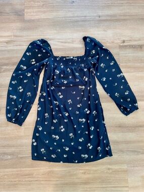 Abercrombie & Fitch Black Floral Square-Neck Mini Dress